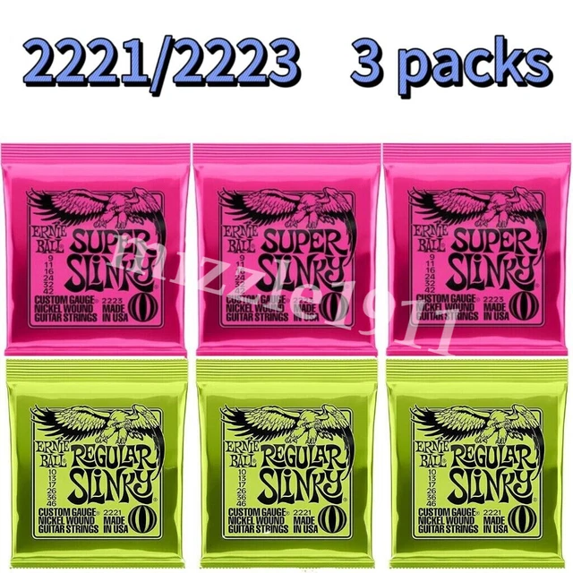 3 Sets Ernie Ball 2221/2223 Regular Slinky Electric Guitar Strings 10-46/9-42