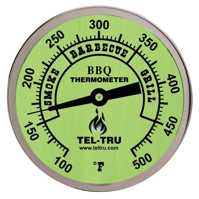 Tel-Tru BQ300 Barbecue Thermometer, 3 inch Glow dial with Zones, 4 inch stem,...