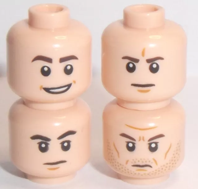 LEGO 4 Minifigure Heads (ref Y) (Picture 2 shows reverse side)