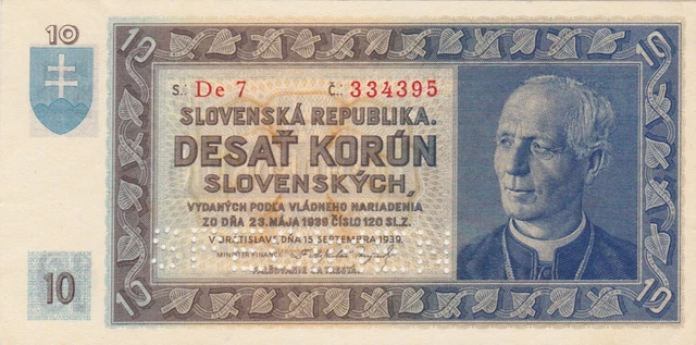 Slovakia 10 korun 1939 aUNC Specimen