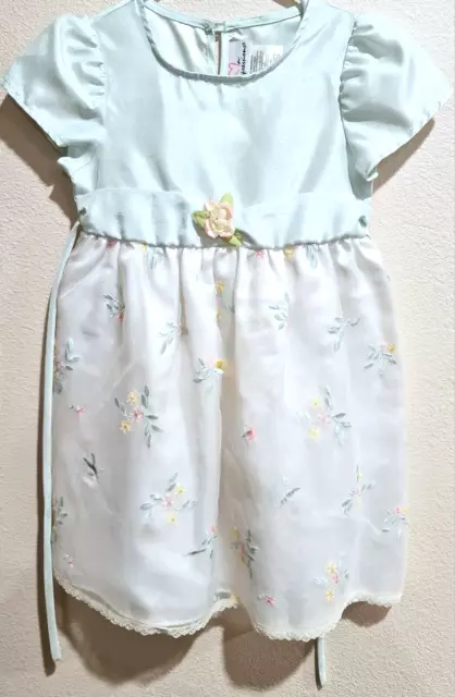 GIRLS Sz 6X EXPRESSIONS PARTY CHURCH HOLIDAY MINT GREEN EMBROIDERED DRESS ~ NWOT