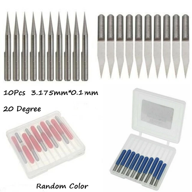 Cnc Router Tool Engraving Bits 0.1mm 10 Pcs 3.175mm Shank Red/Blue V-Shape PART