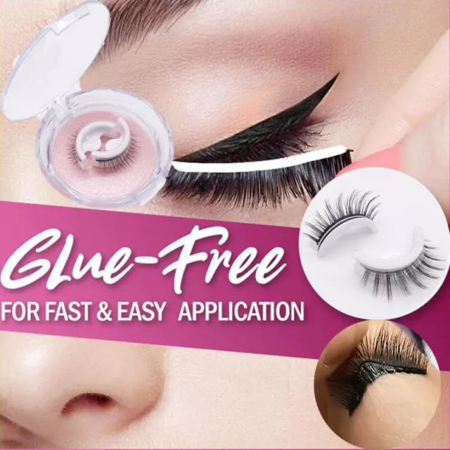 No Glue Needed Natural Curly 3D Mink Self-adhesive False Eyelashes Reusable Ḿ 2