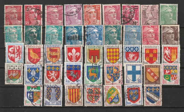 Philatélie collections Blasons oblitérés timbres Divers