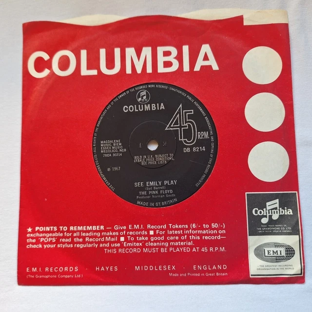 英7” Pink Floyd See Emily Play / Scarecrow DB8214 COLUMBIA /00080 The Pink Floyd – See Emily Play / Scarecrow – Vinyl (7
