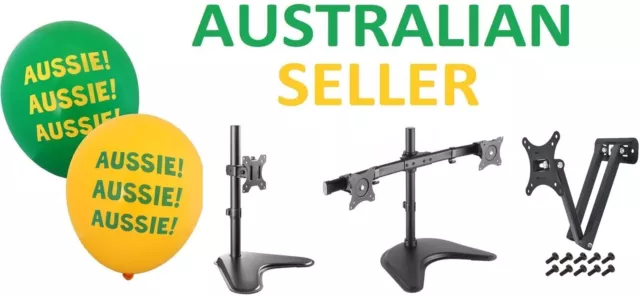 Universal Wall or Desk Height Adjustable Monitor Stand Mount Bracket Screws VESA