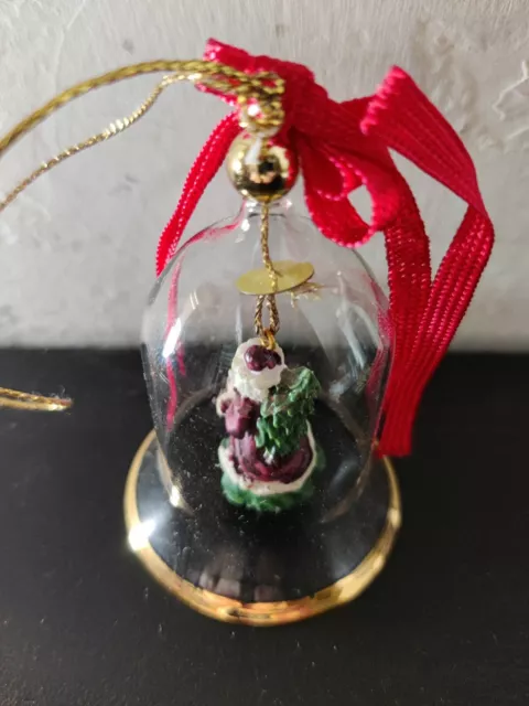 Crystal Bell Ornament Vintage Antique Santa Claus in box 3