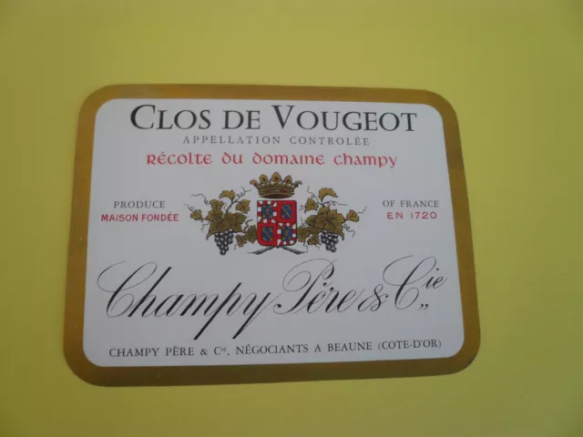 ancienne étiquette de vin Clos de Vougeot