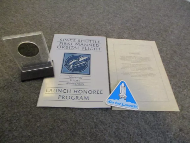 Nasa Space Shuttle Sts-1 Flown Metal Coin +Launch Honoree Program-Von Braun Team