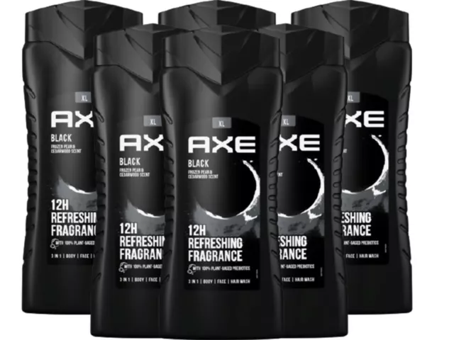 AXE Black 3in1 Duschgel Showergel Bodywash Gel Shampoo Body Haar Gesicht 6x400ml