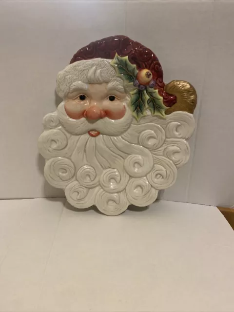 2004 FITZ FLOYD NOEL Classique Christmas Santa CANAPE Cookie PLATE Tray Platter