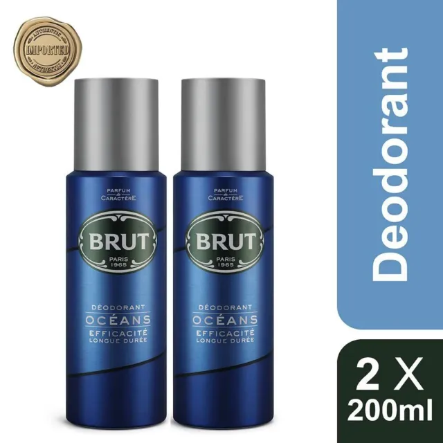 Brut Ocean Déodorant Spray pour Homme, Spray avec Frag Aquatique, Pack de... 2