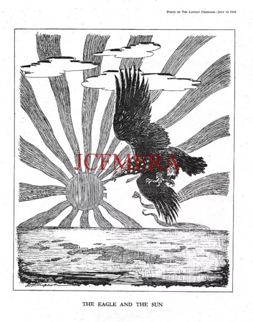 'The (American) Eagle & the (Japanese) Sun' WW2 1943 Punch Cartoon Print 700/04