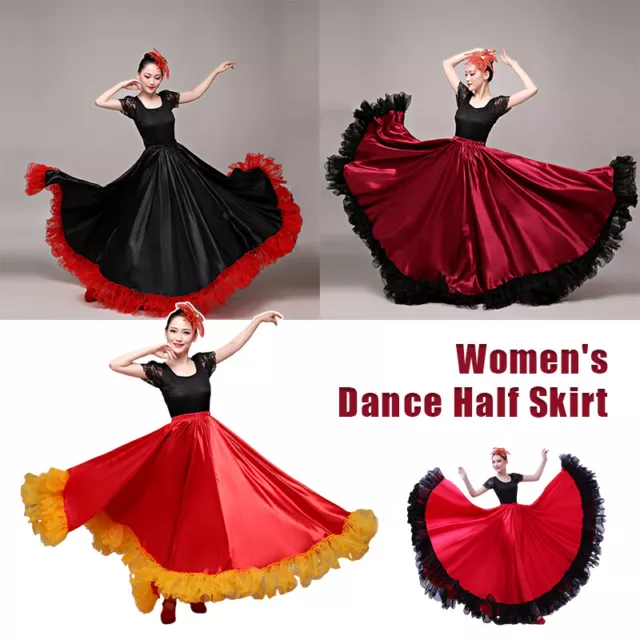 360-720 gradi Gonna Flamenco Spagnolo Donna Zingara Ragazze Costumi Danza del Ventre 2