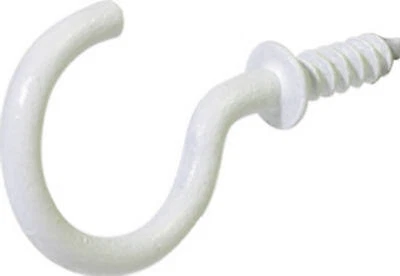 122236 Cup Hook, Vinyl-Covered, White, 7/8 In., 6-Pk. - Quantity 10