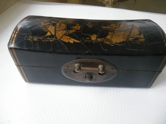 Small Antique ? Japanese Lacquered Wooden  Box - Meiji Period?