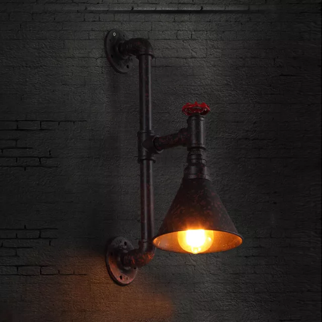 Industrial Wall Sconce Light Pipe Wall Lamp Cone Shade Warehouse Light Fixture