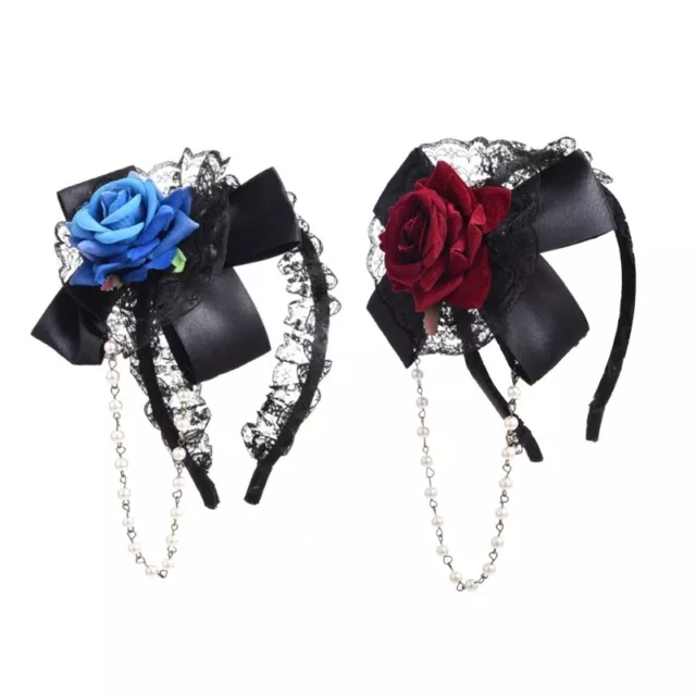 Gothic Rose Flower Hairband Masquerade Headband Women Lolitas Costume Headpiece