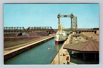 Montreal Quebec-Canada, St Lawrence Seaway, St Lambert Lock, Vintage Postcard