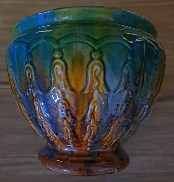 Antique McCoy Blended Glaze Majolica 1920s Art Pottery Jardiniere Large Planter