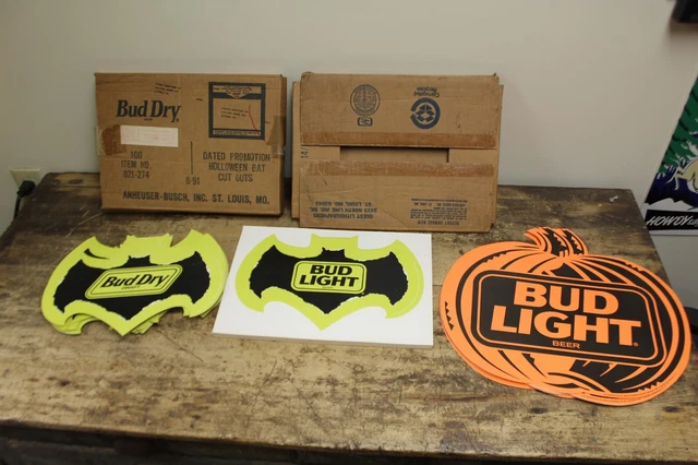 Lot of 160 Vintage 1990s Bud Light - Bud Dry Halloween Pumpkins & Bats Signs