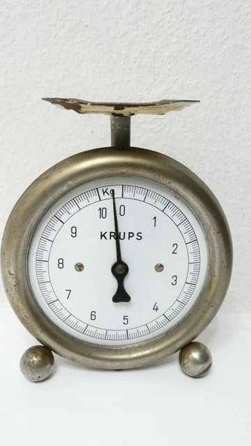 Alte KRUPS Waage Tellerwaage Küchenwaage Emaille bis 10kg  OHNE Teller