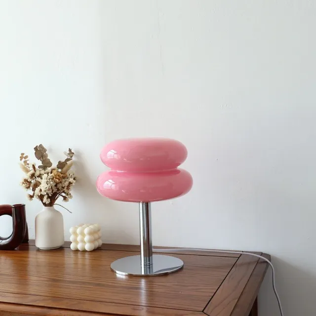 Modern Italian Designer Dimmable Pink Glass Macaron USB Table Lamp Decor Light