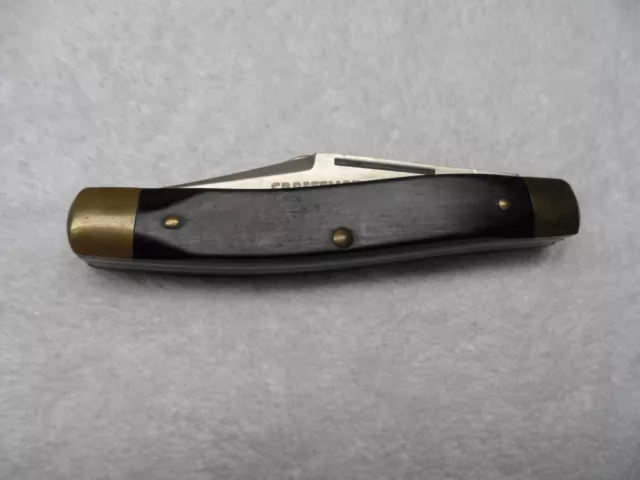 Vintage Sears Craftsman Folding Pocket 3 Blade Knife Wood Brass Stainless 95204 2