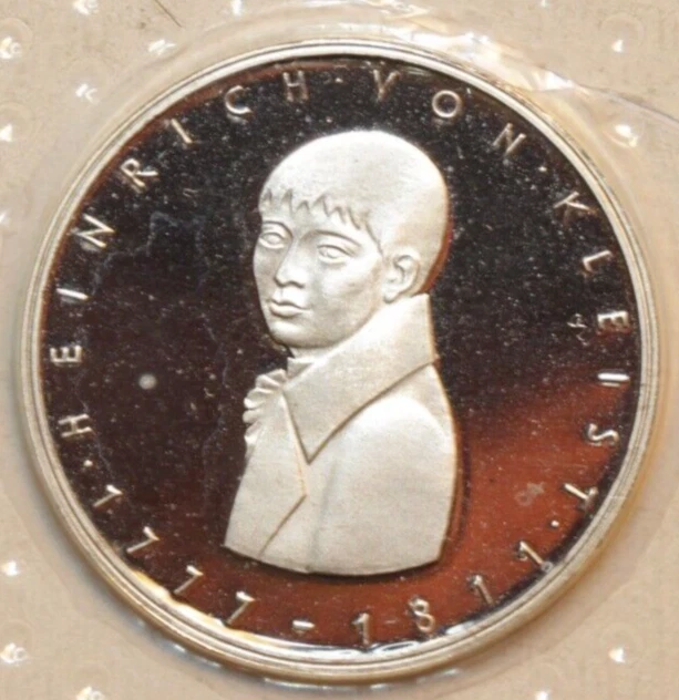 1977-G German 5 Mark Heinrich Von Kleist Commemorative Silver Coin  BU  # 0065