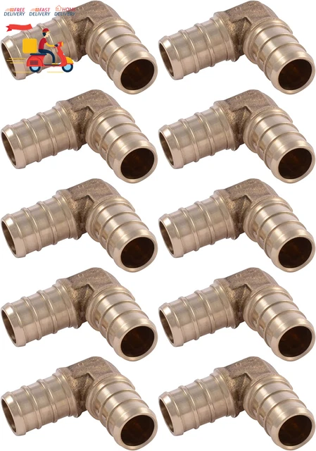 Sharkbite 1/2 Inch Crimp 90 Degree Elbow, Pack of 10, Brass Plumbing Fitting, PE
