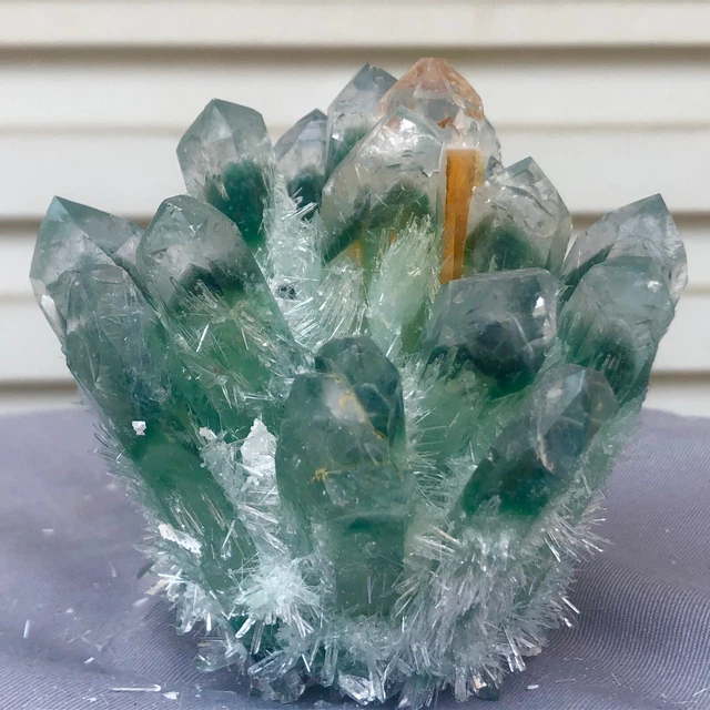 1.13LB New Find Green Phantom Quartz Crystal Cluster Mineral Specimen Healing