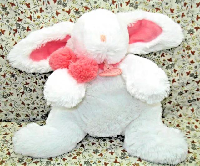 L/ Doudou Et Compagnie Peluche Lapin Pompon Rose Corail Saumon 28Cm Neuf