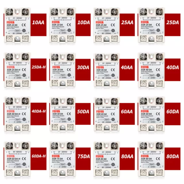 Solid State Relay Module SSR-40DA AC DC 10A/25A/30A/40A/50A/75A/80A/100A