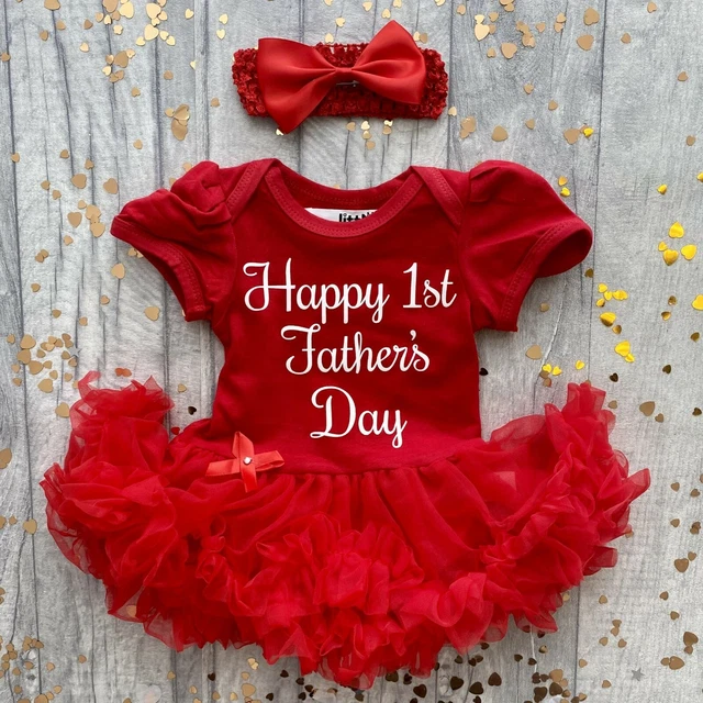 BABY GIRL 1ST FATHERS DAY TUTU ROMPER, Newborn Father's Day Gift, White Glitter