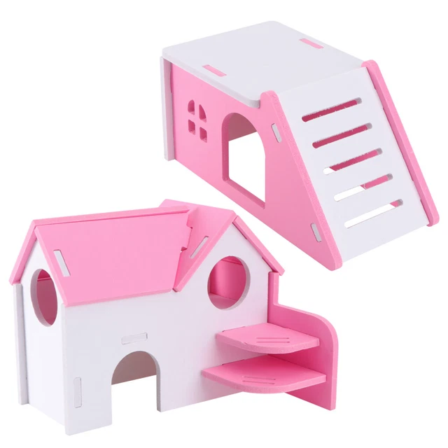 2 Pc PVC Hamsterhaus Kleines Haustierhaus Erbils Kammerhütte Holz Hölzern