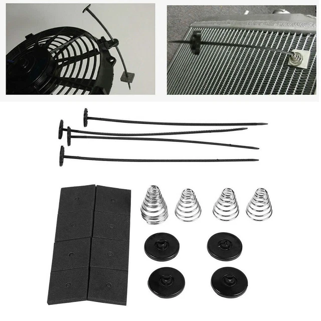 Universal Car Auto Electric Radiator Fan Mounting Kit Plastic Ties Straps Set