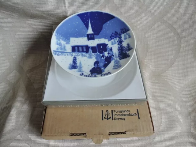 Vintage Porsgrund Norway Julen 1968 Christmas Plate