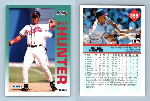 Brian Hunter - Braves #359 Fleer 1992 Baseball Trading Card