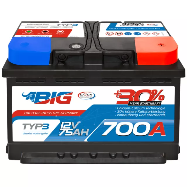 Autobatterie 80Ah +30% mehr Power Winner Starterbatterie ersetzt 70Ah 72Ah  74Ah