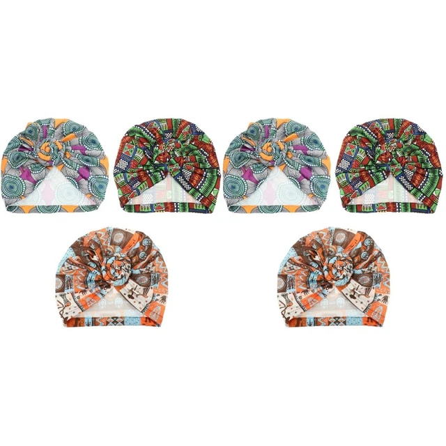 6 pcs femmes turbans chapeau africain de style ethnique nœud chapeau féminin de