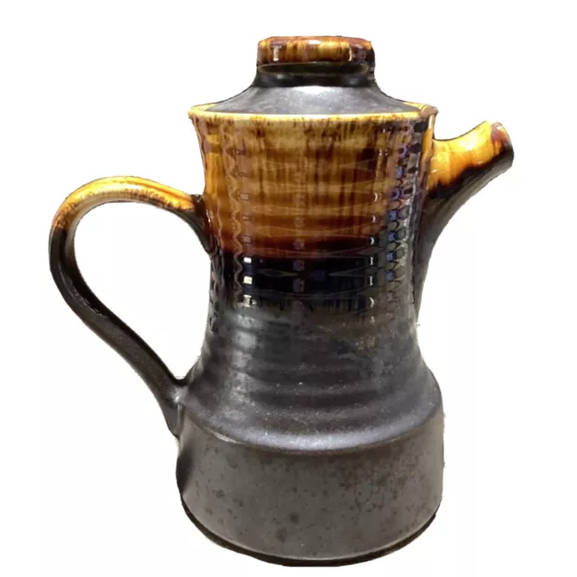 VTG 1970s Titian Ware Brown Drip Glaze Coffee Pot New Zealand Crown Lynn Pottery