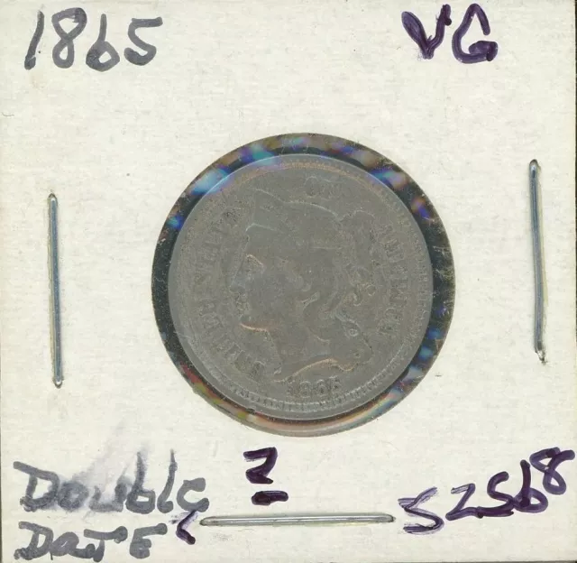 1865 Three-Cent Piece Free Shipping #52568