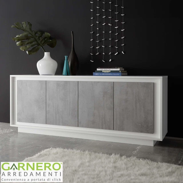 Mobile credenza da 99 o 147 cm bianco e rovere con piedini ante e cassetti BM094 - Bagno Italia Mobile credenza da 99 o 147 cm bianco e rovere con piedini ante e cassetti BM094 - Bagno Italia