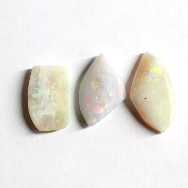 Set of 3 Australian light/white opal natural solid loose unset freeform stones