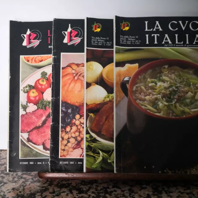 4 riviste La Cucina Italiana OTTOBRE 1953,1954,1987,1988