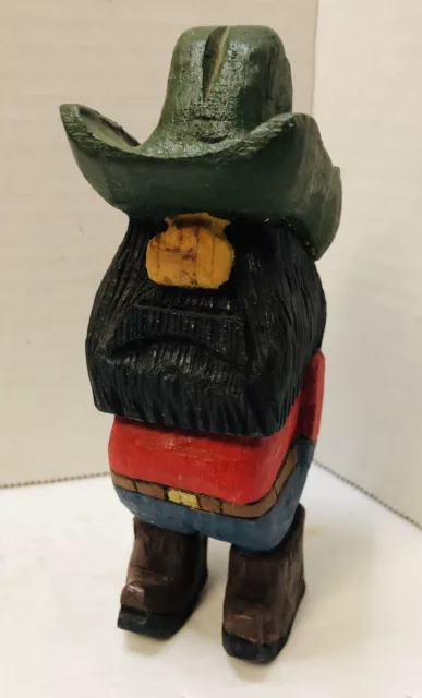 Vintage Hand Carved Painted Wooden Folk Art Cowboy Figure