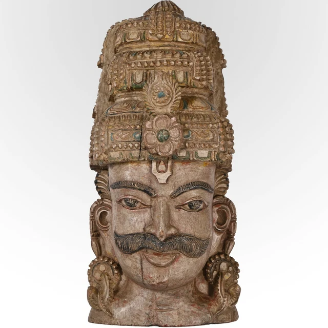 Vintage Wood Carving Tribal Indian Mask Wall hanging Home Decor Art 16X12X33 cm