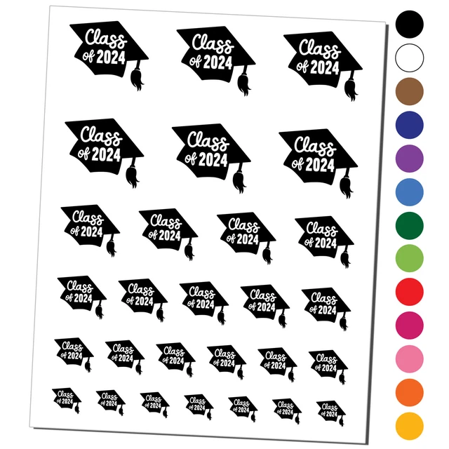 CLASS OF 2024 Written on Graduation Cap Temporary Tattoo Water