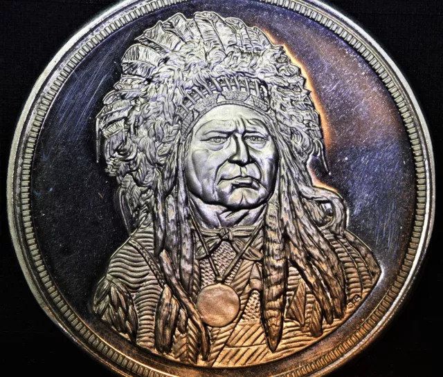 Running Antelope Indian Chief Chattanooga Mint 5oz 999 FINE Silver round C3252