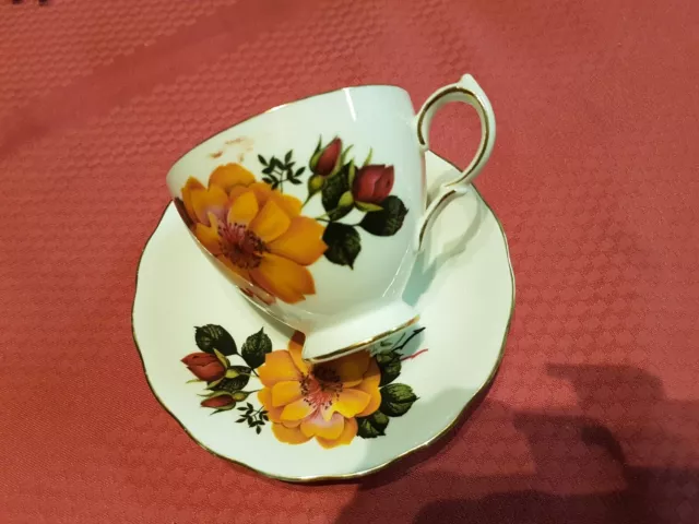 Royal Vale Tea Cup And Saucer Made in England Bone China Flower Design